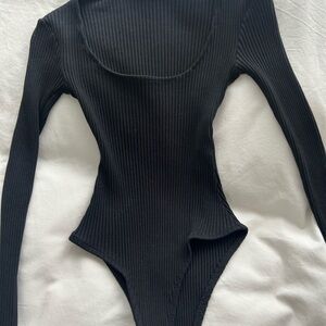 Zara Black Ribbed Bodysuit
